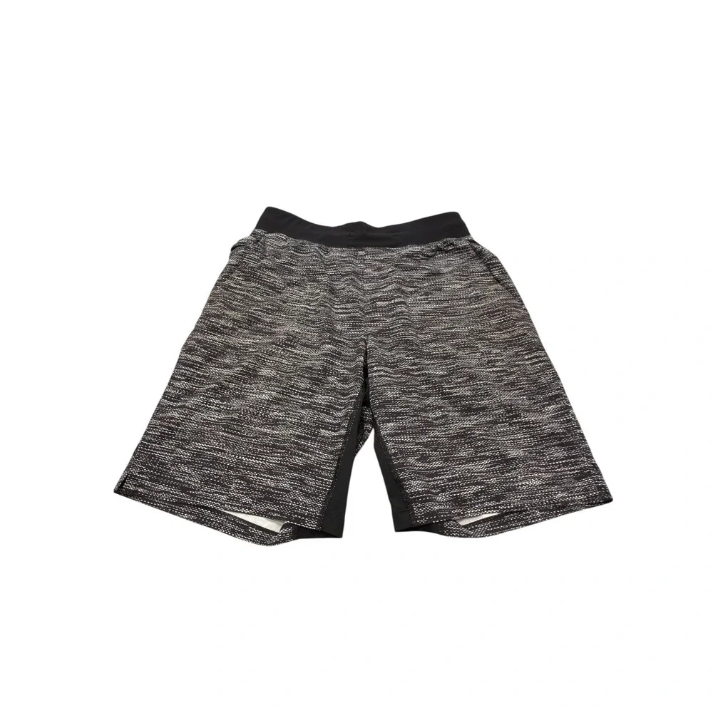 Lululemon Mens Space Dye Athletic Shorts Black White Medium 9 Inch Inseam - Picture 2 of 8